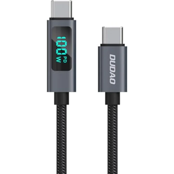 Dudao L7C, USB-C - USB-C 100W Kabel mit LED-Anzeige, 1m, schwarz – Bild 1
