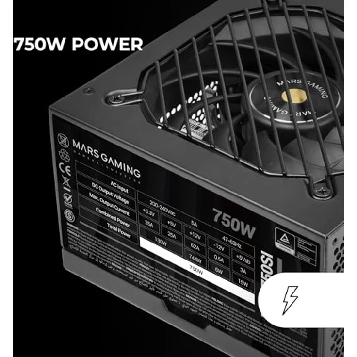 Mars Gaming MPB750SI, PC-ATX-Netzteil 750W, 7 Jahre Garantie, 80Plus Bronze 230V, 90% Effizienz, SI Extreme Silence Lüfter mit Kupferkern, AI2-RPM-, DC-DC- und SMD-Technologien, Schwarz – Bild 4