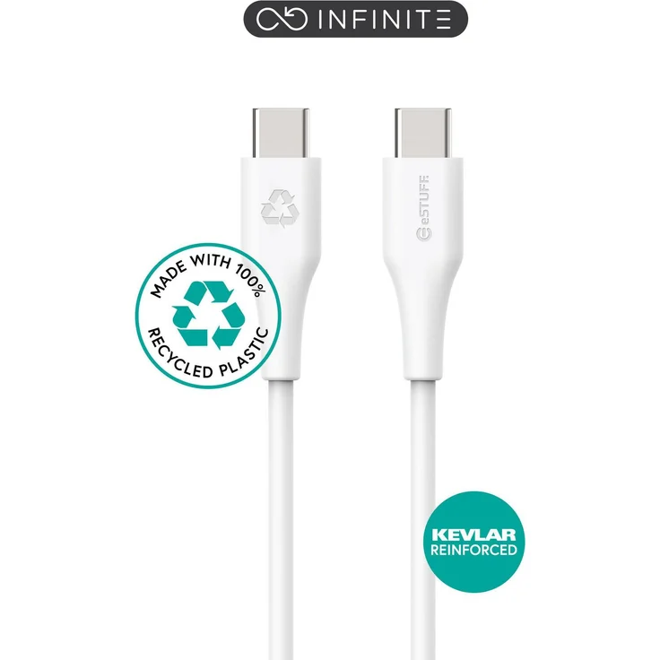 eSTUFF ES604370, 3 m USB C Kabel, USB 2.0, weiß, langlebig und umweltfreundlich