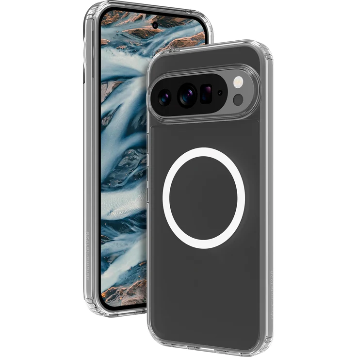 dbramante1928 Iceland Pro Qi Case, Google Pixel 10 Pro XL, transparente Smartphone Hülle mit 3 Meter Sturzsicherheit und kabellosem Laden