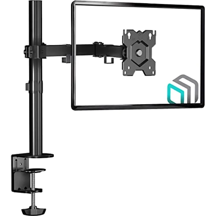 ONKRON Einearm Monitor Halterung, Full Motion für 13-34 Zoll Bildschirme, Display, neigbar, drehbar bis 8 kg, Tischhalterung, VESA 75x75/100x100 Schwarz