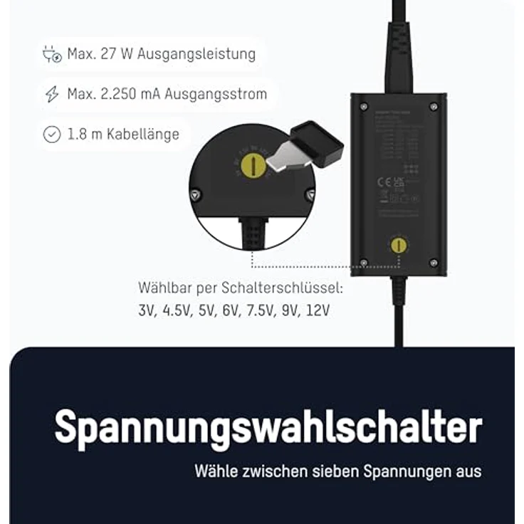 Ansmann APS 2250 L, Notebook Netzteil max. 27 W mit 7-teiligem Steckerset, Schwarz – Bild 2
