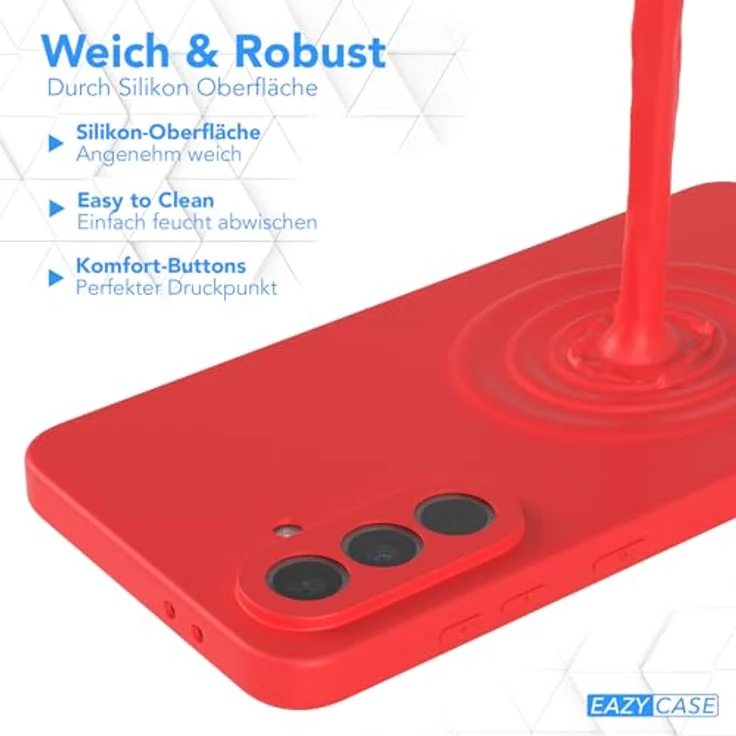 EAZY CASE Silikonhülle für Samsung Galaxy A56 5G, stoßfeste Schutzhülle in Rot mit Kameraschutz und kabellosem Laden – Bild 5