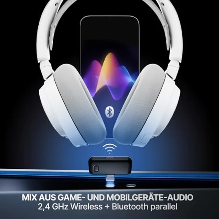 SteelSeries Arctis Nova 7 Wireless Gen 2, Multi-Plattform-Gaming-Headset mit über 50 Std. Akkulaufzeit, 2,4 GHz/Bluetooth-Verbindung, Echtzeit-App-Steuerung, für PC, PS5, PS4, Switch, Mobilgeräte – Bild 4