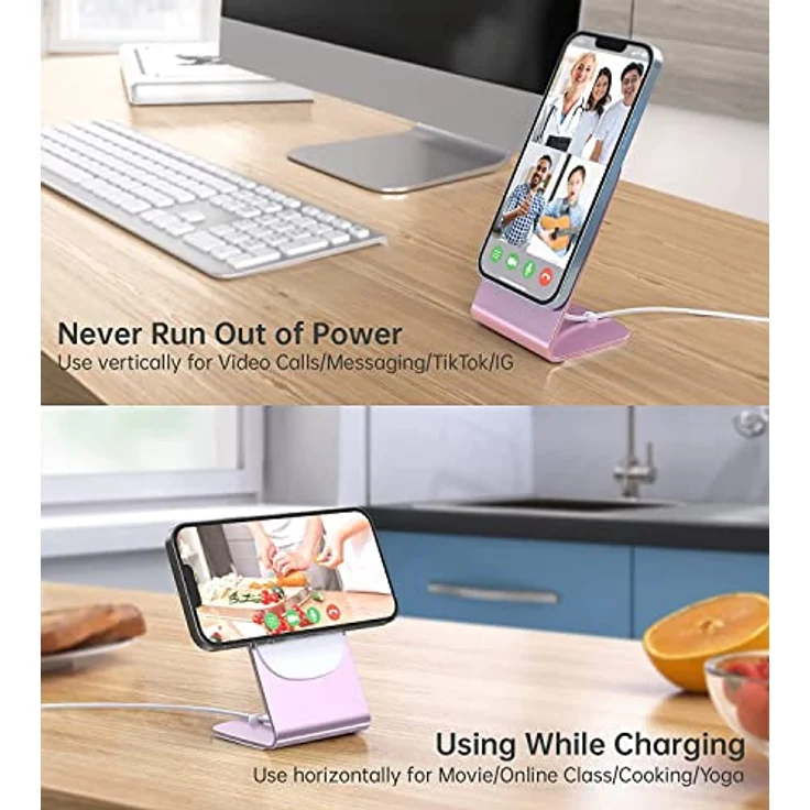 Mag-Safe Ladegerät,Wireless Charger mit iPhone ladestation,induktive ladestation,magnetisch Induktionsladegerät,Kabellos Schnellladegerät kompatibel für iPhone 14/13/12/11 Pro Max Plus Rosa – Bild 5