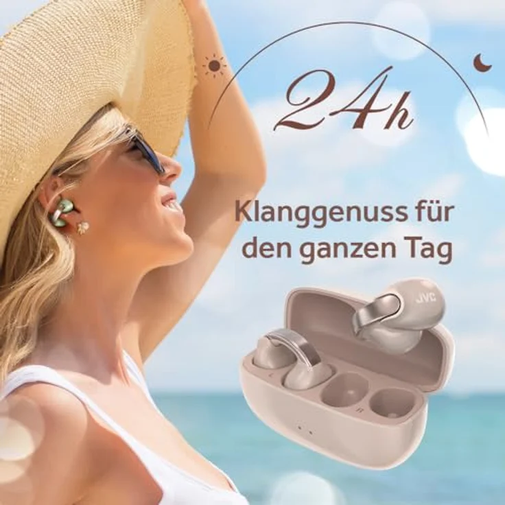 JVC Nearphones HA-NP1T-PN, Kabellose Ohrhörer im Earcuff-Design mit 24 Stunden Akkulaufzeit, Perlmutt-Opt in Rosé – Bild 5