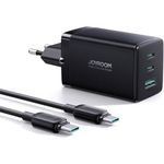 Joyroom Schnellladeadapter GaN 65 W USB 2x USB-C Schwarz + USB-C-auf-USB-C-Kabel 100 W 1,2 m (TCG01)