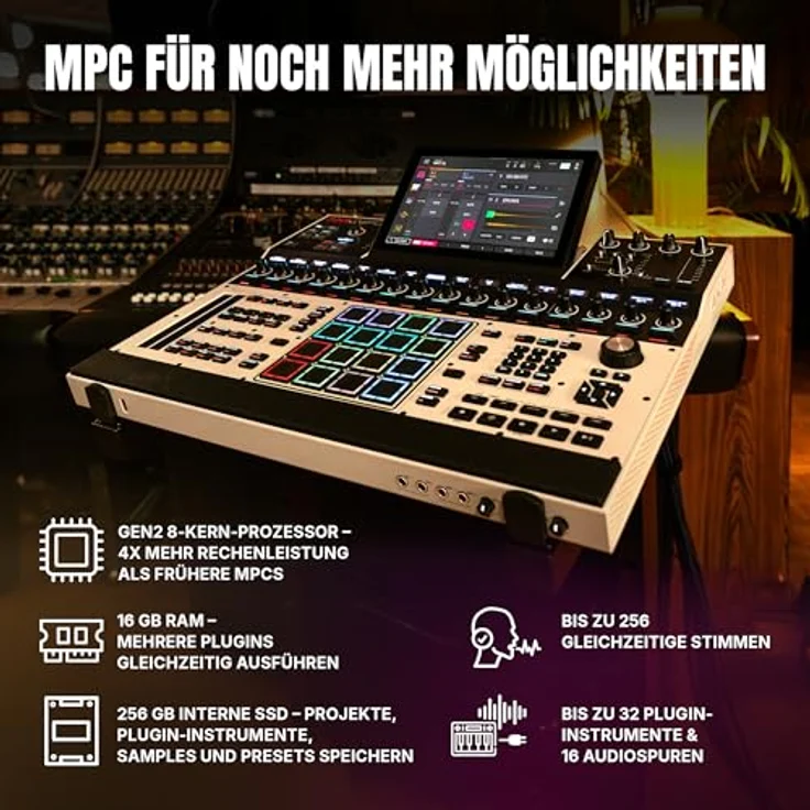 Akai MPC XL, DJ Controller mit 8-Core Prozessor, 10.1 Zoll Multi-Touch Display und 256GB Speicher – Bild 3