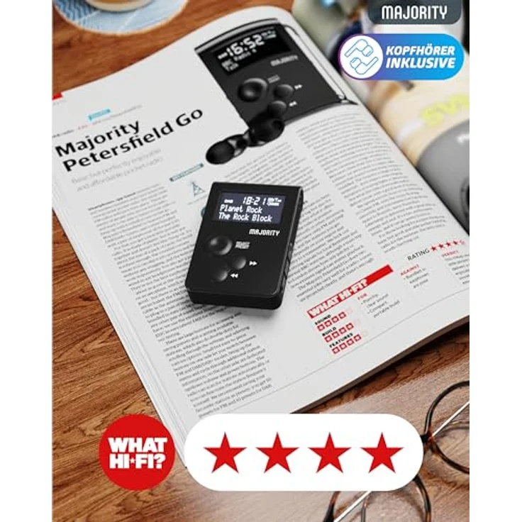 Majority Petersfield Go Original Pocket DAB Radio, tragbares DAB+/FM-Radio mit wiederaufladbarem Akku und 20 Senderspeichern – Bild 5