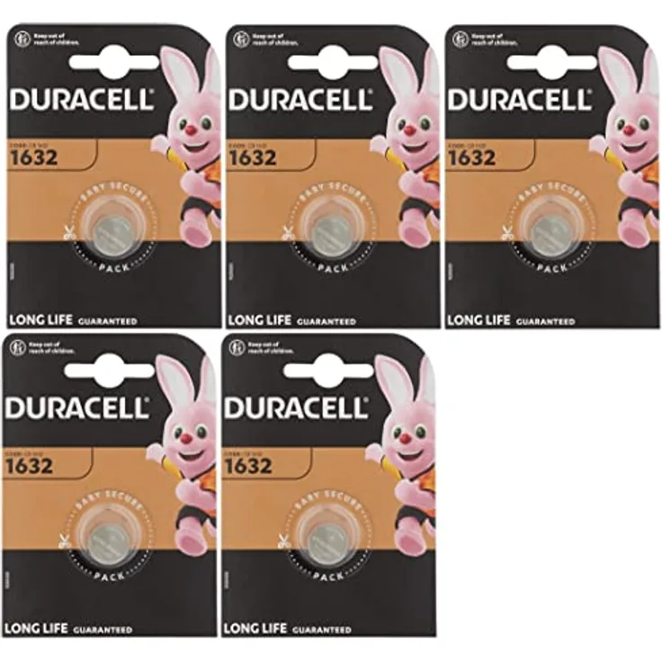 DURACELL 3V Lithium-Zelle CR1632, 10 Stück Knopfzellen mit hoher Lebensdauer