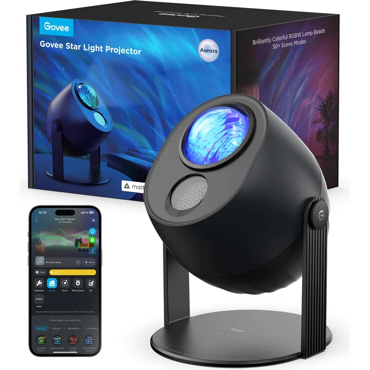 Govee Star Light Projector, Beamer mit lebendigen Sternenprojektionen, Musik-Synchronisationsfunktion und Fernbedienung