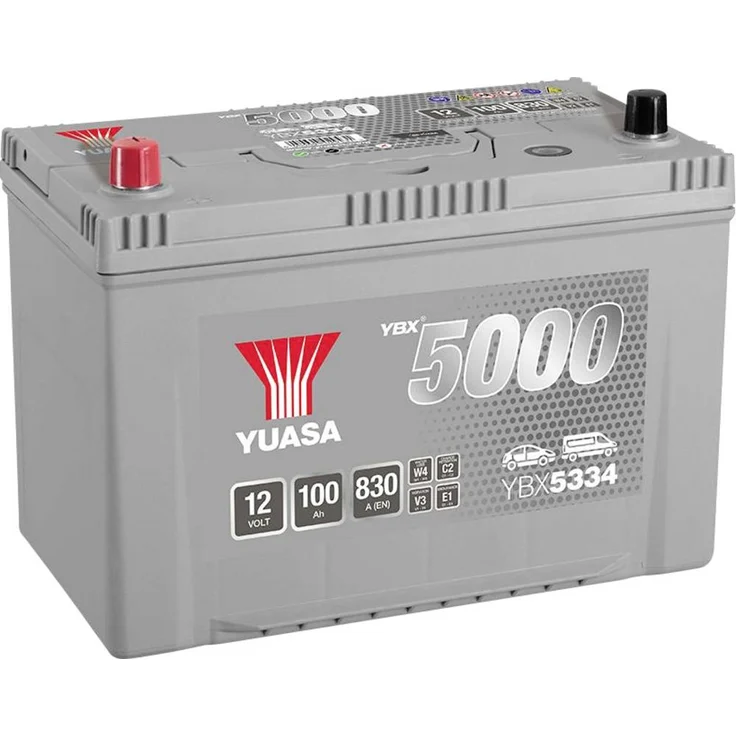 Yuasa Silver High Performance Autobatterie 12V 100Ah, Poltyp T1, Erstausrüstungsqualität