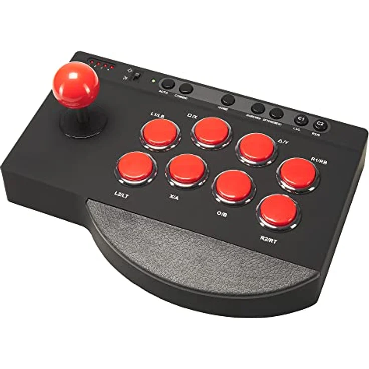 Subsonic Arcade-Joystick, Gaming Controller mit 8 Aktionsknöpfen und 3 m Kabel, Schwarz, Rot – Bild 2
