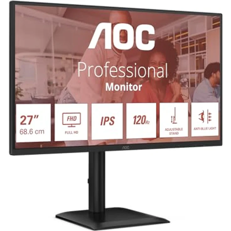 AOC 27E4U, 24 Zoll FHD Monitor mit 120Hz, IPS, 1ms MPRT, Adaptive Sync, HDR, Höhenverstellung, Schwarz – Bild 1