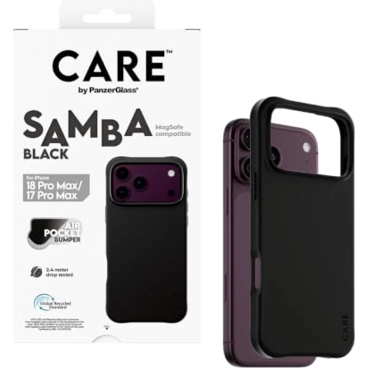 CARE by PanzerGlass Samba Case Black, Schutzhülle mit MagSafe-Kompatibilität für Apple iPhone 18 Pro Max | 17 Pro Max, fall- und kratzfest, selbstheilendes TPU-Material, 2.4-Meter-fallgetestet – Bild 5