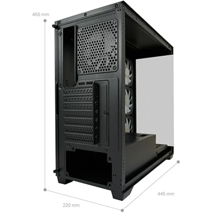 LC-Power Gaming-Gehäuse 715B Seamless Pale X, ATX Midi Tower, PC Gehäuse mit 4 ARGB-Gehäuselüftern, schwarz – Bild 8