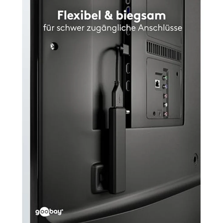 goobay 64824 HDMI Flexadapter 4K @ 60Hz / Erweiterung für HDMI Kabel/HDMI Verlängerung/Verlängerungskabel HDMI Stecker/Flexibel und biegsam/Für Monitore, PS5, Xbox, Apple TV/schwarz / 10cm – Bild 4