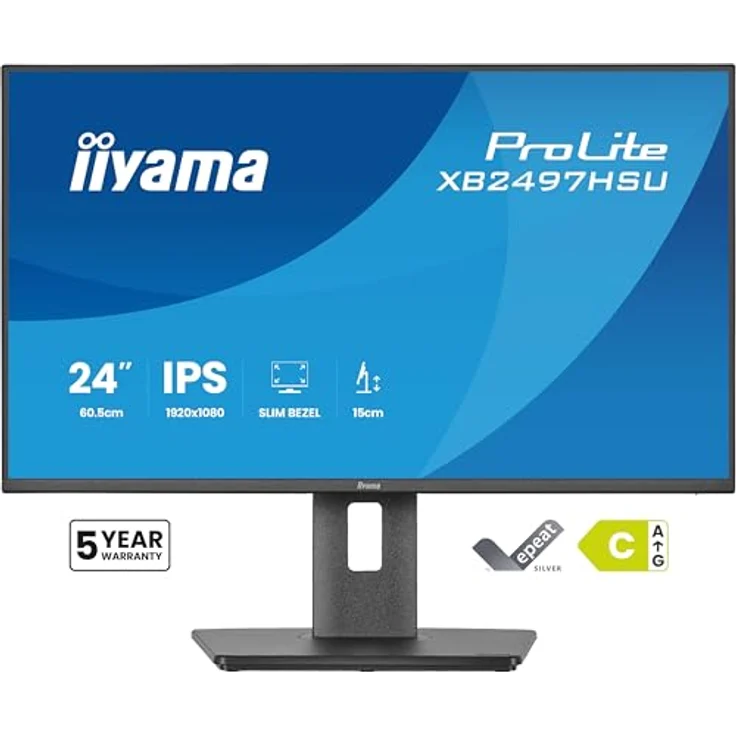iiyama Prolite XB2497HSU-B1, 60,5cm (23,8") Full-HD IPS LED-Monitor mit 120Hz, HDMI, DP, USB-C, Höhenverstellung, Pivot, schwarz, Energieeffizienzklasse C – Bild 2