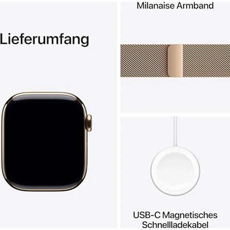 Apple Watch Series 11 Cellular, 42 mm, Titangehäuse Gold, Milanaise Armband Gold – Bild 6