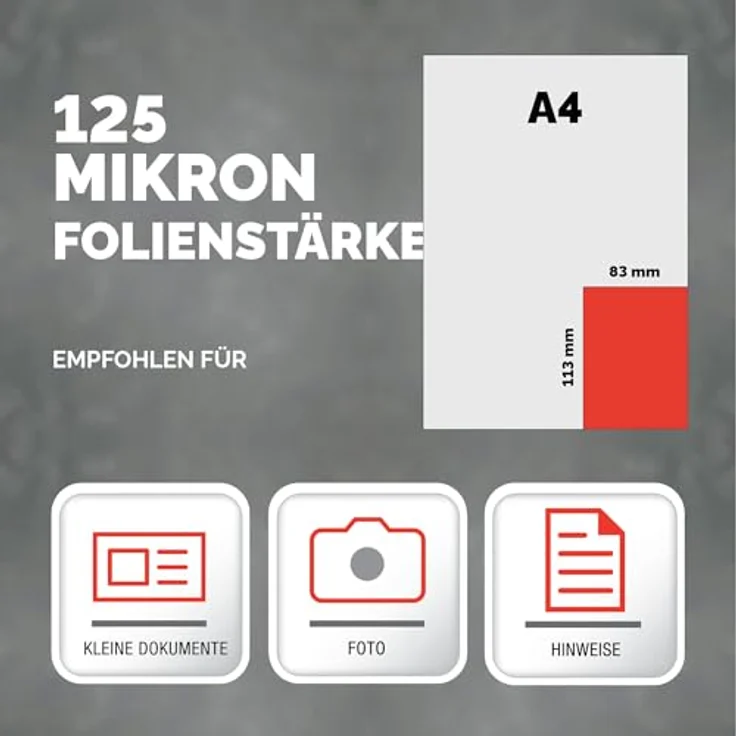 Fellowes Capture125 Laminierfolien glänzend für Kleinformat, 125 micron, 100 St., exzellente Farbwiedergabe, abgerundete Ecken – Bild 3