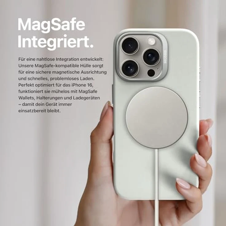 Decoded Antimikrobielle Silikon-Hülle mit MagSafe für iPhone 16 Pro Max - Grau, stoßfest, mit erhöhter Bildschirmkante und Mikrofaser-Futter – Bild 8