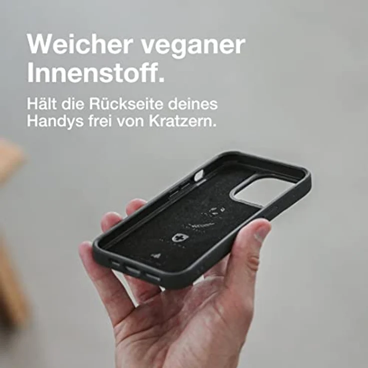 Woodcessories - nachhaltige Handyhülle kompatibel mit iPhone 14, iPhone 13 Hülle schwarz - biologisch abbaubar aus Pflanzenmaterial - kein Plastik – Bild 5