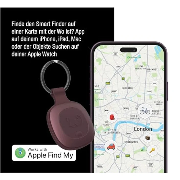 Fresh 'n Rebel Smart Finder - Funktioniert mit Apple Wo Ist? (IOS), Schlüsselfinder mit Lautsprecher, IP67 Staub- und wasserdicht, Austauschbare Akku (Deep Mauve) – Bild 2
