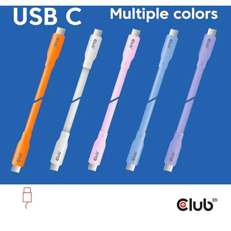 Club3D Lifestyle USB-C Kabel PD 240W, 20Gbps, 2m, lila, für Fast Power Charging und 4K 60 Hz Support – Bild 3