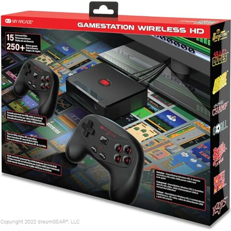 MyArcade MY ARCADE DGUNL-4144, Spielkonsole mit 250 Retro-Videospielen und 2 kabellosen Controllern, Schwarz – Bild 8