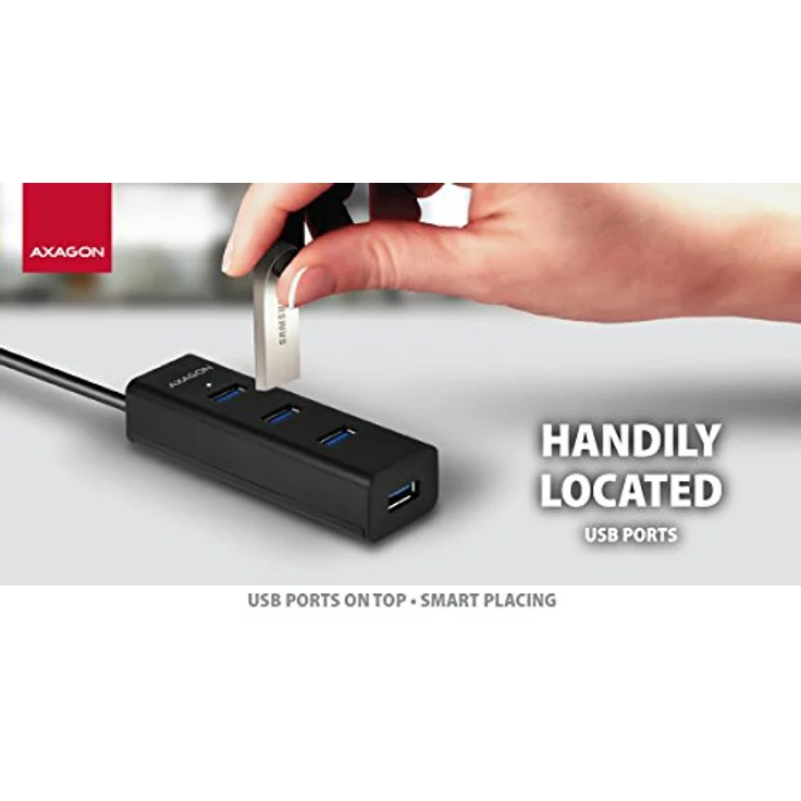 Axago N HUE-S2BL - hub - 4 ports USB-Hubs - 4 - Schwarz (HUE-S2BL) – Bild 6