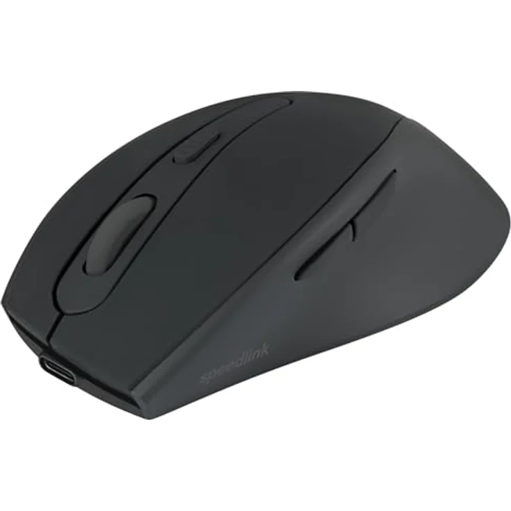 Speedlink AXON Silent Mouse Wireless - PC Maus kabellos, leiser klick, Akku wiederaufladbar, antibakterielle Oberfläche, gummiert, ergonomisch, 2.4GHz, bis 1600dpi, schwarz – Bild 2