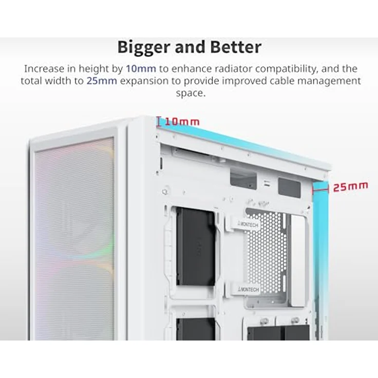 Montech SKY TWO GX, PC Gehäuse in Weiß, Elegantes Airflow-Gehäuse mit Mainboards bis E-ATX und 360 mm Radiator möglich – Bild 3