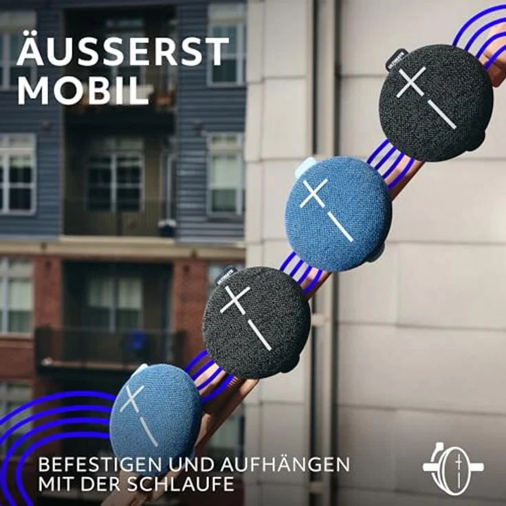 Ultimate Ears MINIROLL Ultraportabler Bluetooth-Lautsprecher, starker Bass, IP67 wasserdicht - Majestic Blue – Bild 2