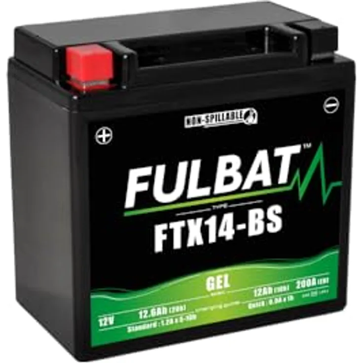 Fulbat FT12A-BS GEL, wartungsfreie Gel-Batterie mit 12V/12Ah, auslaufsicher und montierbar in jeder Position