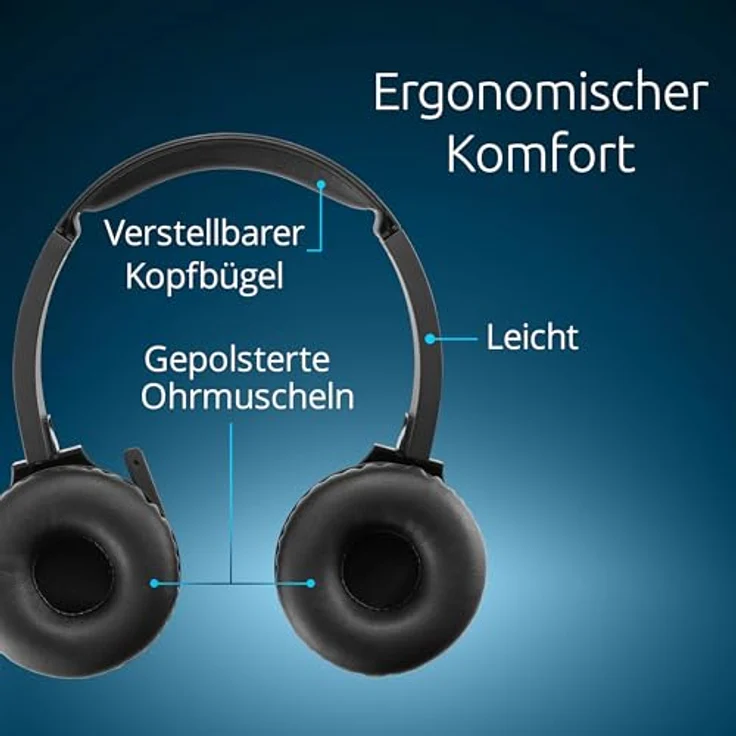 Kensington H1050 EQ Wireless Bluetooth 5.4 Headset, Noise Cancelling Mikrofon, Multipoint Verbindung, 40 Stunden Akkulaufzeit, kompatibel mit Windows, Mac, PC, Microsoft Teams, Zoom – Bild 4