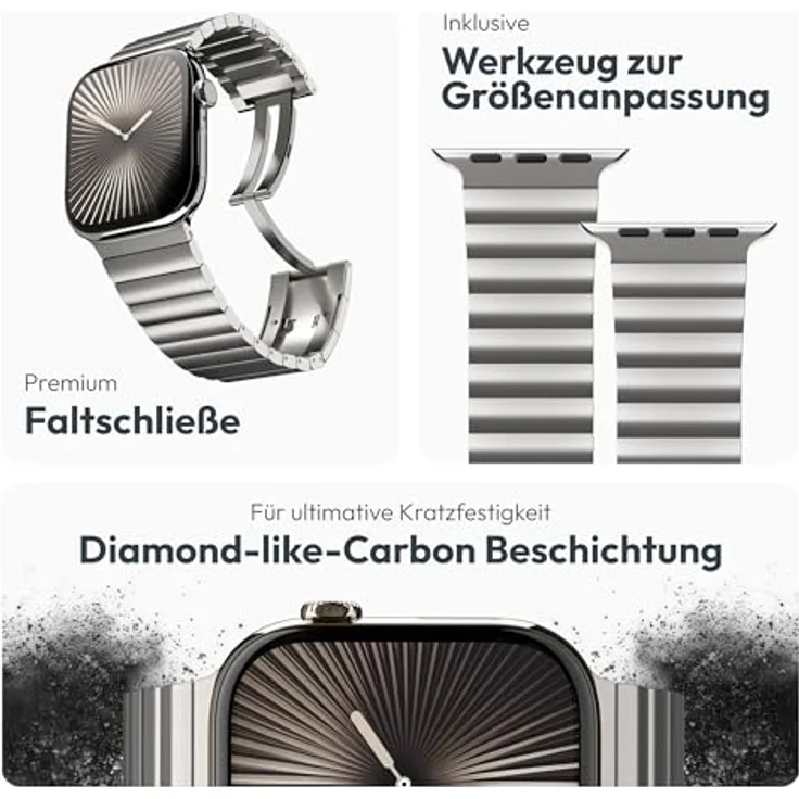 VONMÄHLEN Link Bracelet Pro, Hochwertiges Edelstahlarmband kompatibel mit Apple Watch, 316L Edelstahl mit 25% Recyclinganteil, inklusive Anpassungstool und Butterfly-Faltschließe – Bild 3