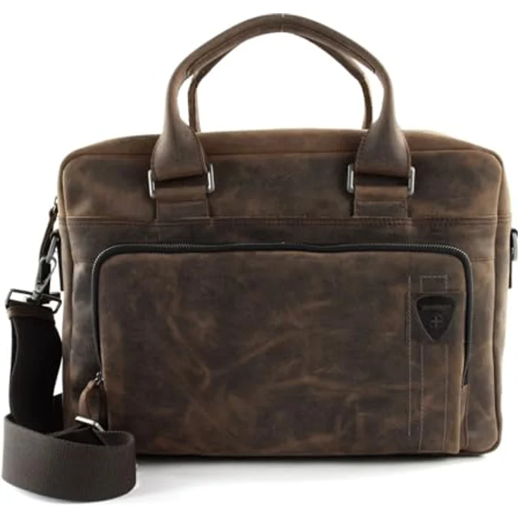 Strellson Richmond Soft Briefcase, Aktentasche aus Rindleder im Vintage-Look mit gepolstertem Notebookfach, Braun – Bild 1