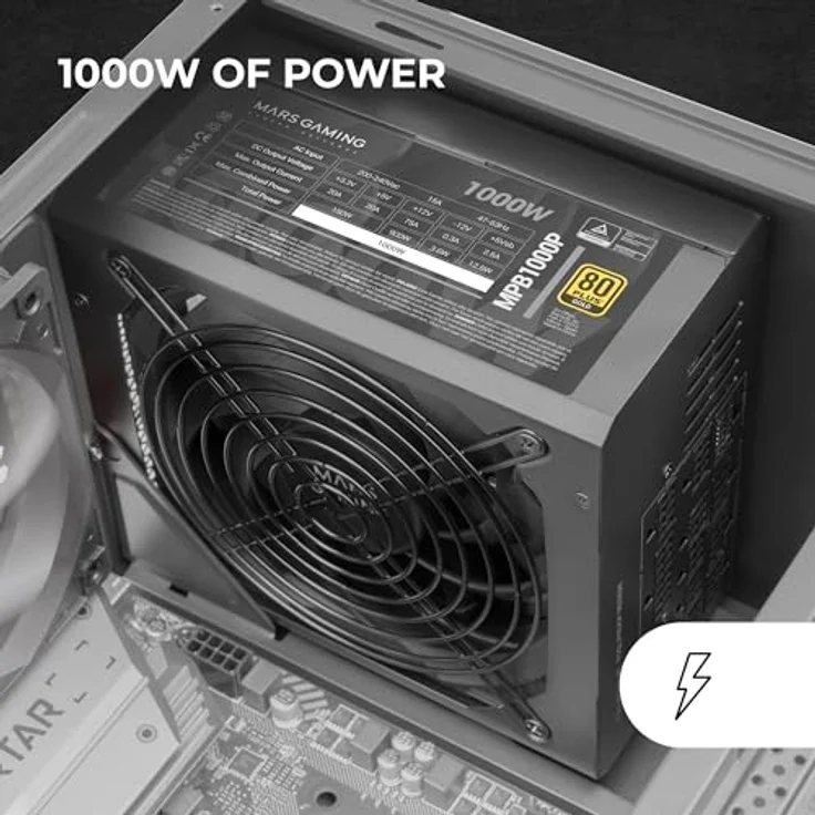 Mars Gaming MPB1000P Fuente Alimentación Modular ATX 3.1 1000W 10 Años Garantía 80Plus Gold Negro, 80Plus Gold-Zertifizierung, 10 Jahre Garantie, Modulares Design – Bild 2
