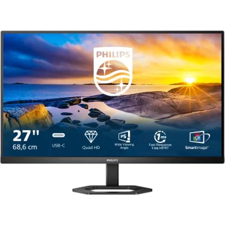 Philips 27E1N5600HE - 27 Zoll QHD USB-C Monitor, Webcam, höhenverstellbar, Lautsprecher (2560x1440, 75 Hz, HDMI, DisplayPort, USB-C, USB Hub) schwarz – Bild 1