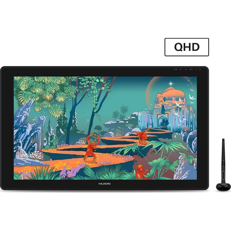 HUION Kamvas 24 Grafiktablett mit Display, 2.5K QHD 23.8 Inch Drawing Tablet - Batterieloser Stift, verstellbarer Ständer - für Remote Office & E-Learning