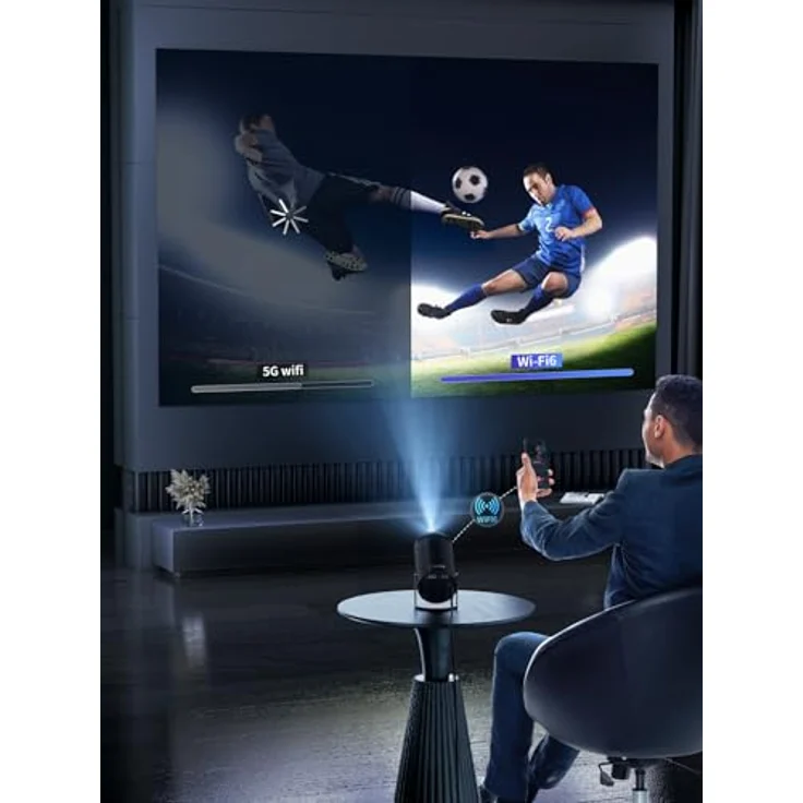 Einyoumily Mini Beamer Tragbarer 18000 Lux Projektor mit 4K Support, Android 11.0, 180° Drehung, Auto-Keystone, Bluetooth 5.2, Dualband WLAN 6, 200-Zoll-Display – Bild 5