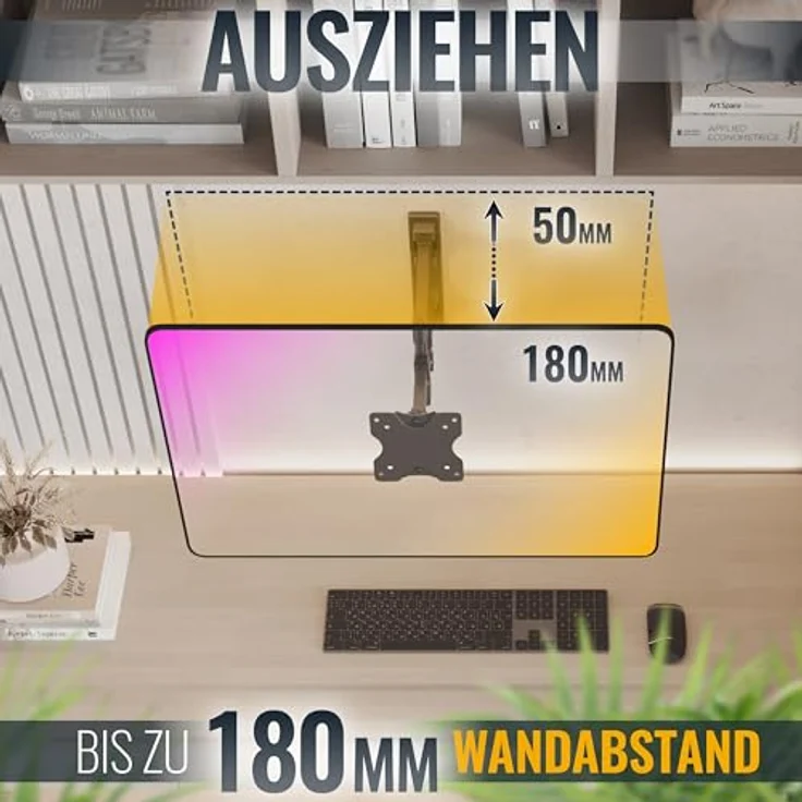 RICOO TV-Wandhalterung S3911, bis 27 Zoll, schwenkbar und neigbar, VESA 100x100, schwarz, max. 20 kg Belastbarkeit – Bild 4