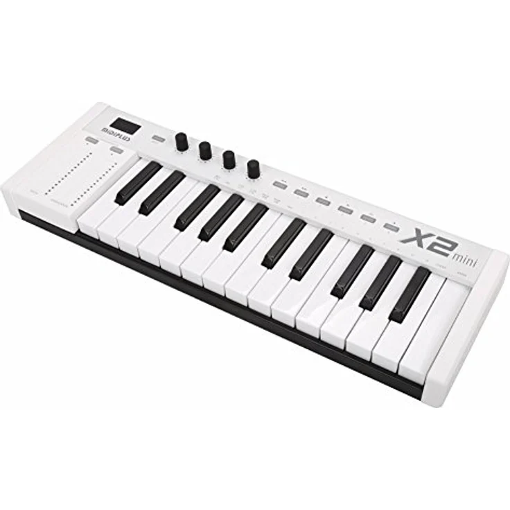 Midiplus X2 mini, USB MIDI-Keyboard mit 25 anschlagdynamischen Mini-Tasten, Pitch Bend und Modulation Touch-Strips, 4 programmierbaren Drehreglern, Schwarz – Bild 4