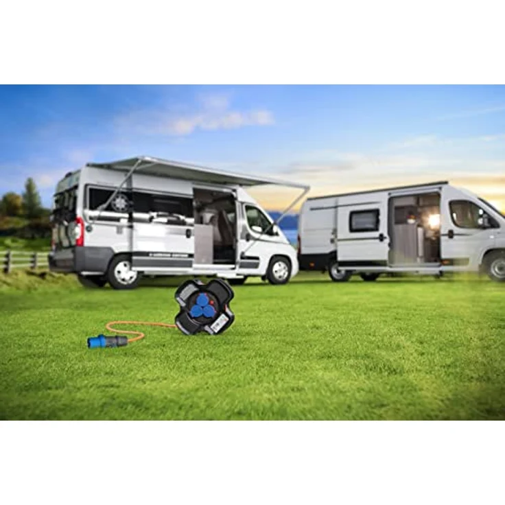 Brennenstuhl E-Kabeltrommel X-Gum - Camping-Kabeltrommel mit 10m Kabel in orange (Caravan-Kabeltrommel mit 2 E Steckdosen + 3 Schutzkontakt-Steckdosen) - 116973010 – Bild 6