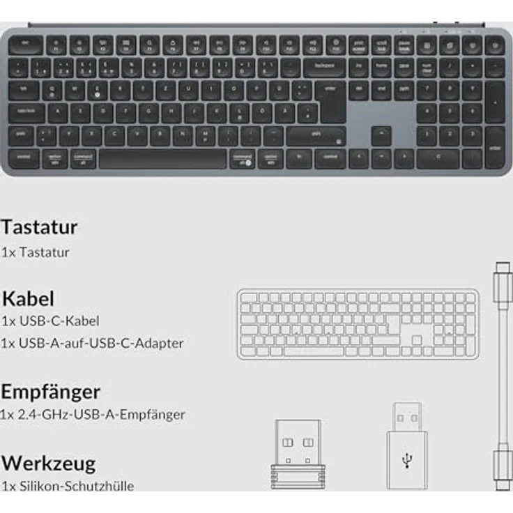 Keychron B6 Pro, Kabellose Ultra-Slim Tastatur mit Medientasten und Wireless Charging, Grau – Bild 9