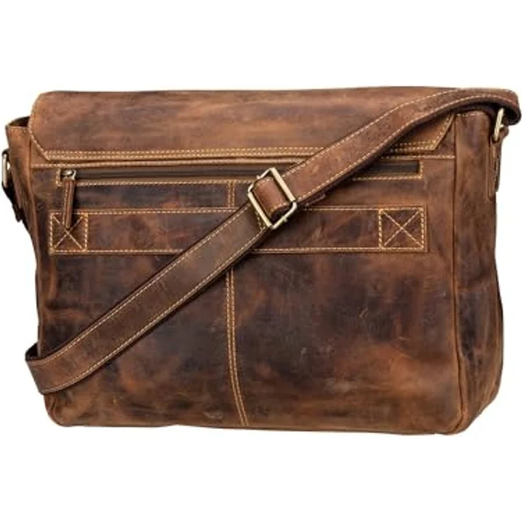 Greenburry Laptoptasche Vintage 1541 Revolver Bag XL (16.14"), Notebooktasche, Braun, aus hochwertigem Rindleder – Bild 2