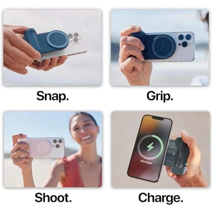 ShiftCam SnapGrip, Handy-Kameragriff mit kabellosem Auslöser, magnetischer Halterung, Powerbank mit Qi-Laden und Tisch-Dock – Bild 3