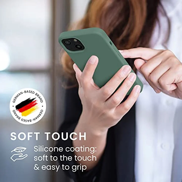 kwmobile Handyhülle für iPhone 13, Silikon Case in Tannengrün, kabelloses Laden, flexible und rutschfeste Schutzhülle – Bild 4