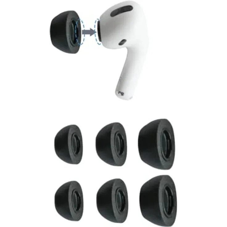 Comply Foam Tips 2.0 für AirPods Pro, Memory Foam Ohrpassstücke mit TechDefender, 3 Paar in Schwarz, Größen S/M/L