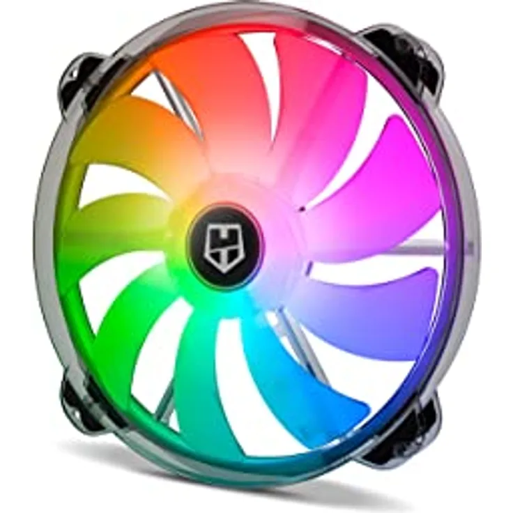 Nox Hummer X200 -NXHUMMERX200FAN- PC-Gehäuselüfter 200 mm, ARGB, 9 durchsichtige Lüfterblätter, superschlankes, leises Design, hydraulische Lager, Eckstützen aus Gummi